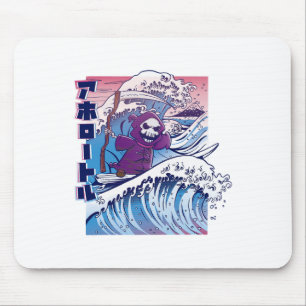 Funny Vaporwave Kanagawa Great Wave Japan Surfing Mouse Pad
