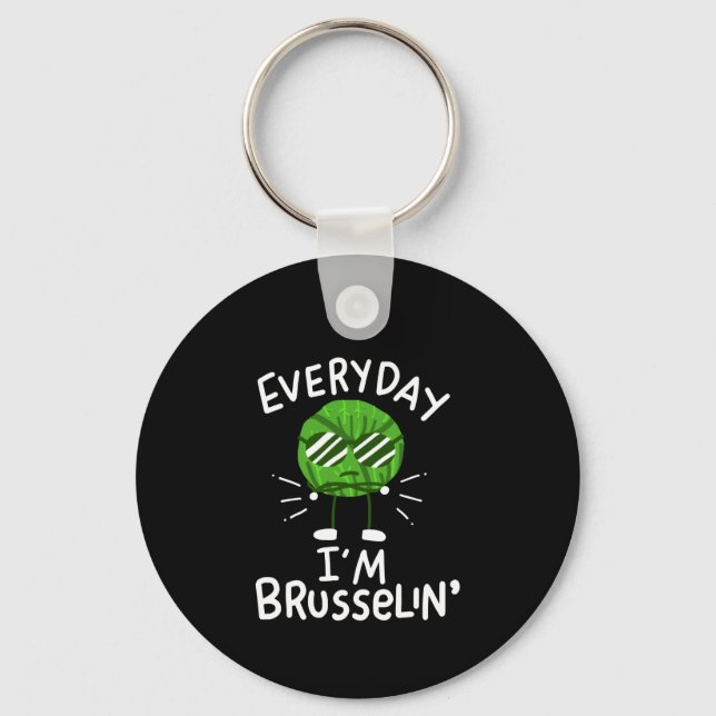 Funny Vegan Brussels Sprouts Key Ring (Front)
