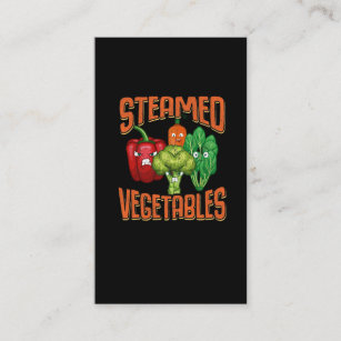 Funny Vegan Food Pun Healthy Steamed Vegetables Business Card