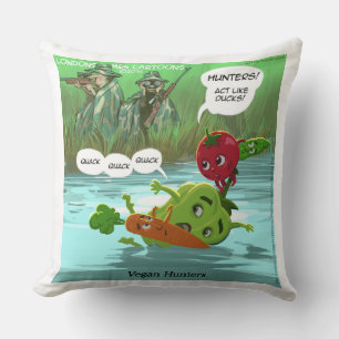 Funny Vegan Hunter Cotton Throw Pillow