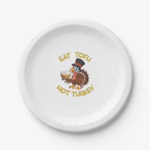 Funny Vegan Vegetarian Thanksgiving Meal Eat Tofu Paper Plate