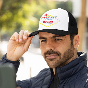 Funny Vegas Sign Name and Title Trucker Hat