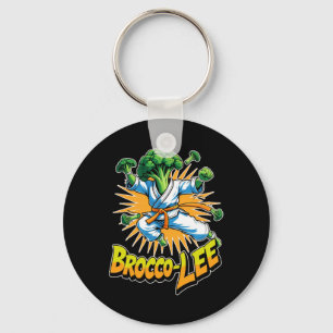 Funny Vegetable Design Brocco Lee In Karate Action Key Ring