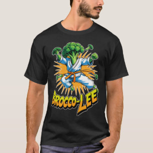 Funny Vegetable Design Brocco Lee In Karate Action T-Shirt