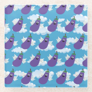 Funny Vegetable Eggplant Caricature Food Humour Glass Coaster