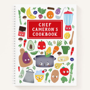 Funny Vegetable Fruit Faces Chef Kids Cookbook Notebook