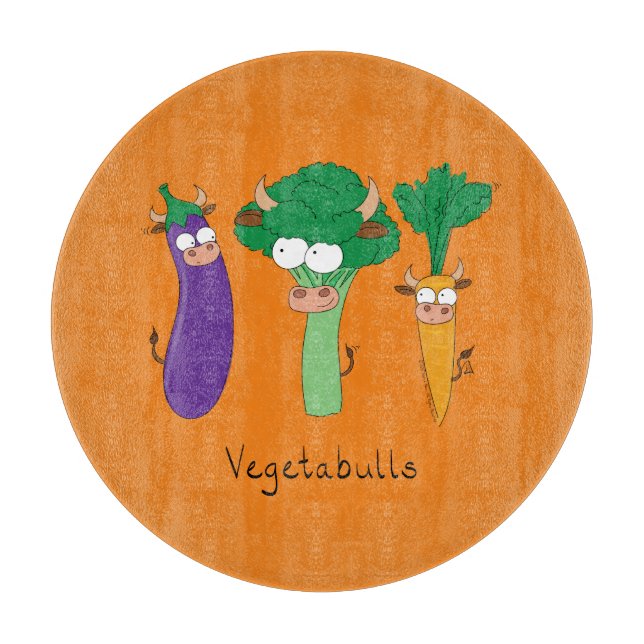 Funny Vegetables Cute Cartoon Kids Cutting Board (Front)
