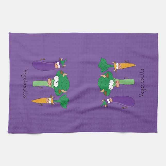 Funny Vegetables Cute Cartoon Kids Tea Towel (Horizontal)