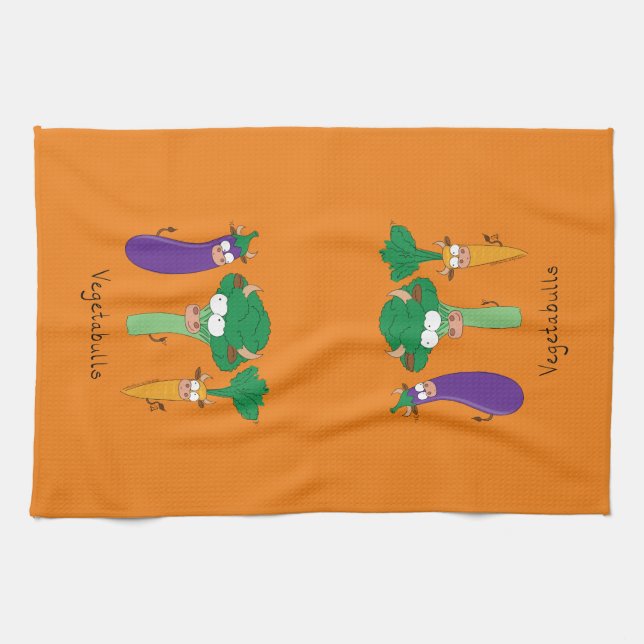 Funny Vegetables Cute Cartoon Kids Tea Towel (Horizontal)