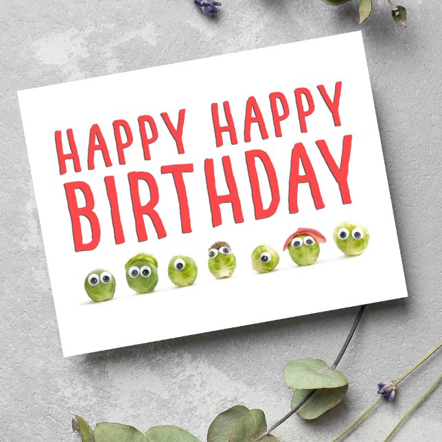 Funny Veggie Birthday – Cute Sprout Design Postcard (Creator Uploaded)