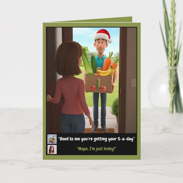 Funny veggie themed Christmas Card (Front)
