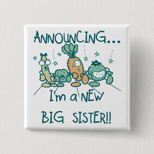 Funny Veggies New Big Sister 15 Cm Square Badge