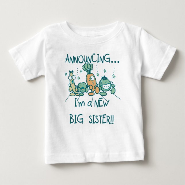 Funny Veggies New Big Sister Baby T-Shirt (Front)