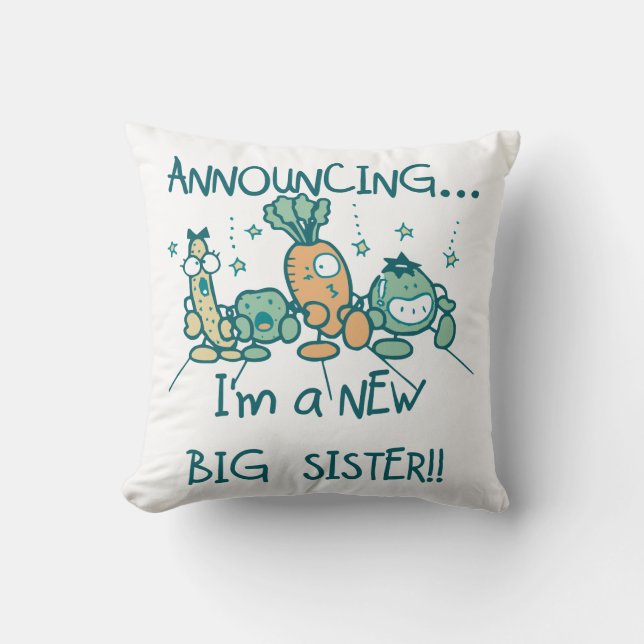 Funny Veggies New Big Sister Cushion (Front)