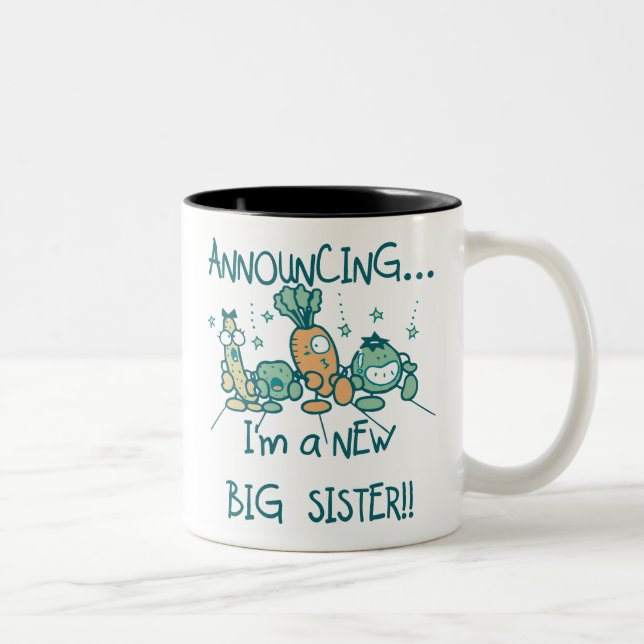 Funny Veggies New Big Sister Two-Tone Coffee Mug (Right)