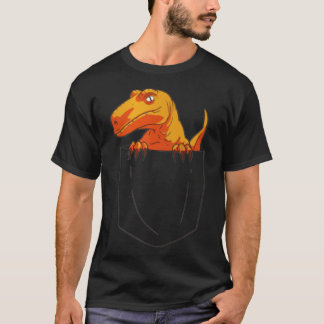 Funny Velociraptor Raptor in  Pocket Dinosaur Long T-Shirt
