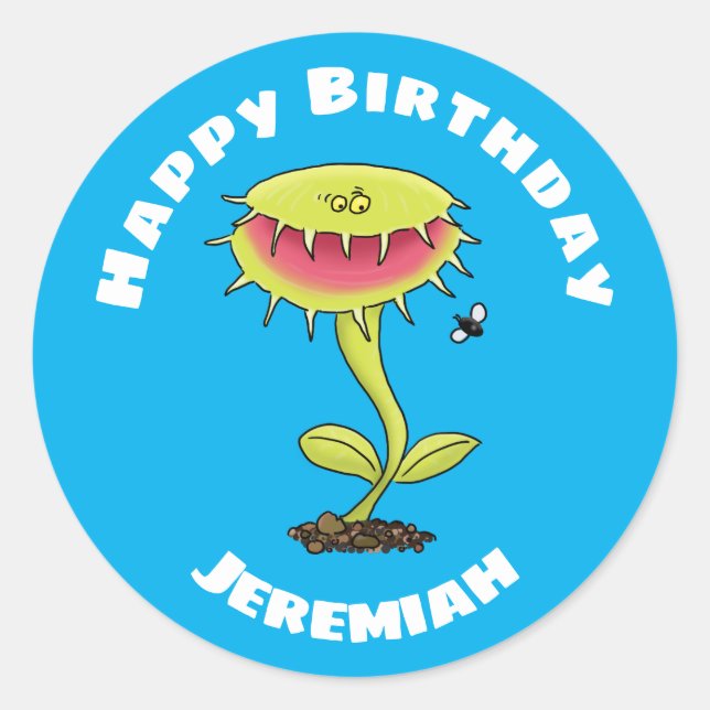Funny Venus fly trap plant cartoon Classic Round Sticker (Front)