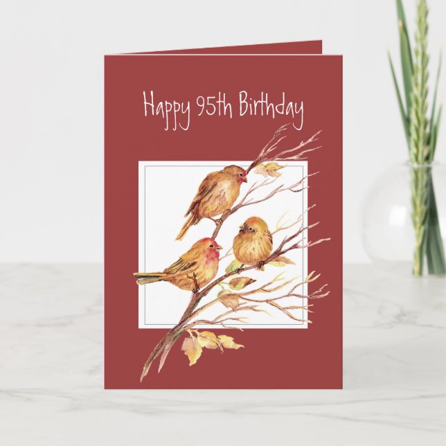 Funny Verse 95th Birthday Cute Song Sparrows, Bird Card (Front)