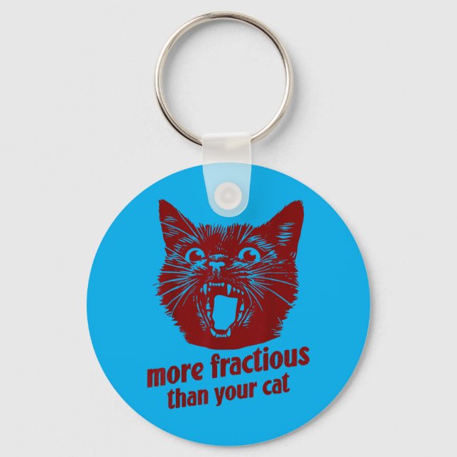 Funny Vet Tech Fractious Cat Humour Veterinary Key Ring (Front)