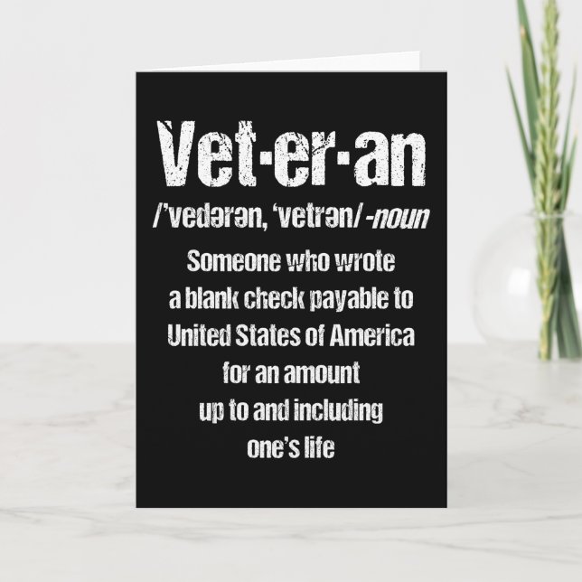 FUNNY VETERAN American Veteran Gift Veterans Day Card (Front)