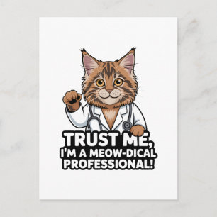 Funny Veterinary Cat Humor Illustration Postcard