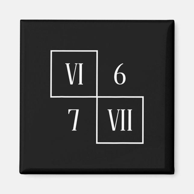 Funny Vi Vii 6 7 Meme Roman Numerals Math Six Seve Magnet (Front)