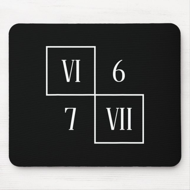 Funny Vi Vii 6 7 Meme Roman Numerals Math Six Seve Mouse Pad (Front)