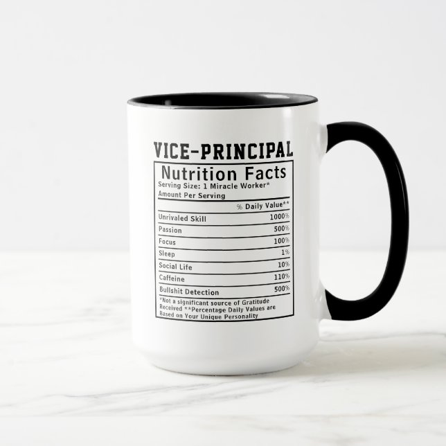 Funny Vice-Principal Nutrition Facts Staff Worker  Mug (Right)
