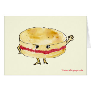 Funny Victoria Sponge Cake Quirky Cartoon Humour