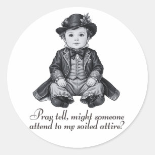 Funny Victorian Baby Boy Print Humorous Nursery Classic Round Sticker