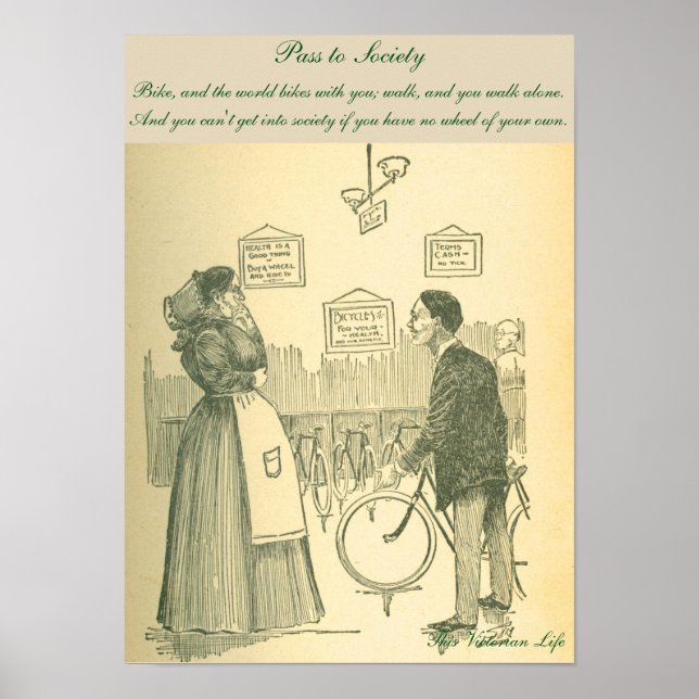 Funny Victorian bicycle scene Poster (Front)