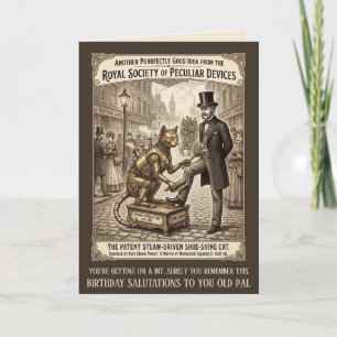 Funny Victorian Cat Birthday card