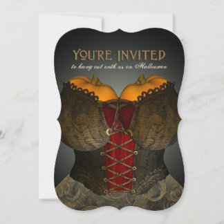 Funny Victorian Corset Halloween Party Invite