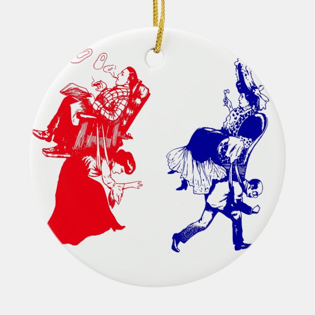 funny victorian marriage ceramic tree decoration (Front)