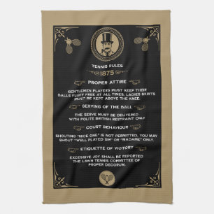 Funny Victorian Tennis Rules Art Tea Towel