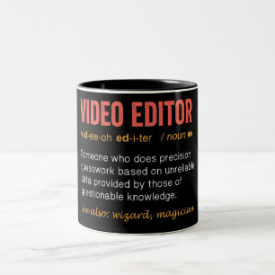 Funny Video Editor Definition Two-Tone Coffee Mug