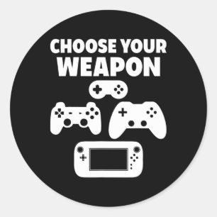 Funny Video Game Choose Your Weapon Classic Round Sticker