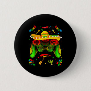 Funny Video Game Cinco De Mayo Boys Kids Let's Fie 6 Cm Round Badge