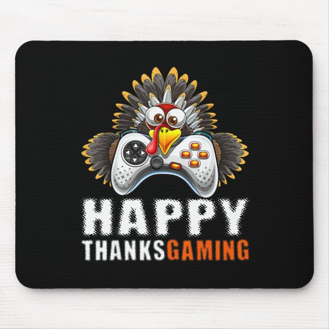 Funny Video Game Console Turkey Thanksgiving Gamer Mouse Pad (Front)