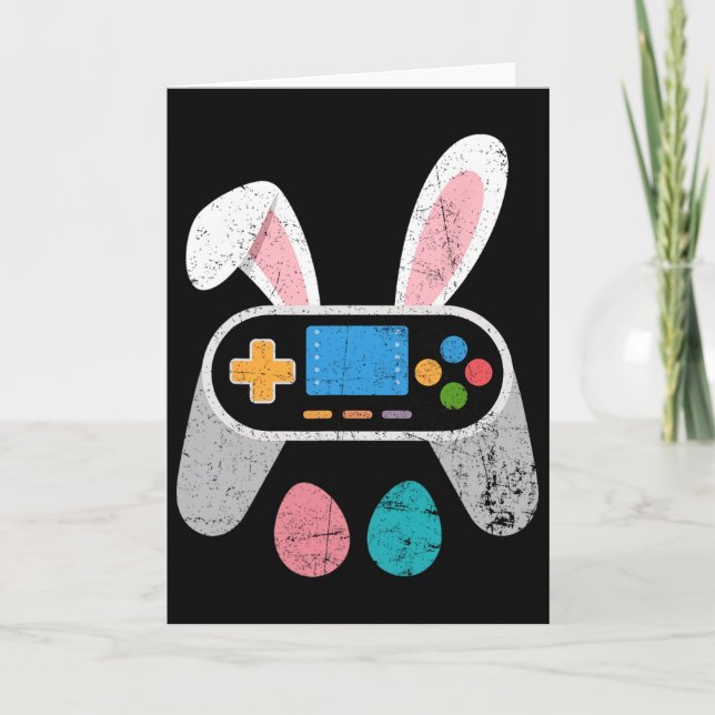 Funny Video Game Easter Bunny Gaming Controller Ga Card (Front)
