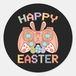 Funny Video Game Easter Bunny Gaming Controller Ga Classic Round Sticker