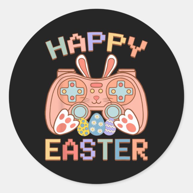 Funny Video Game Easter Bunny Gaming Controller Ga Classic Round Sticker (Front)