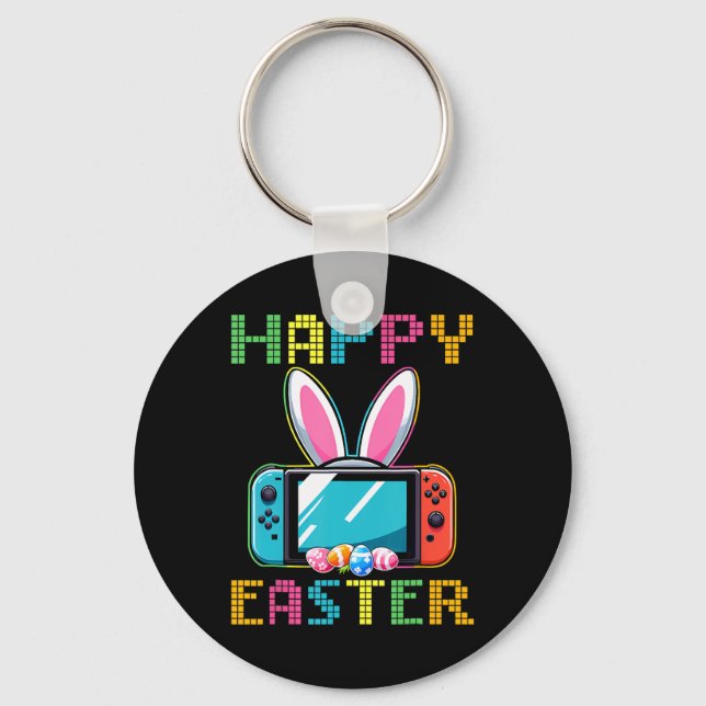 Funny Video Game Easter Bunny Gaming Controller Ga Key Ring (Front)