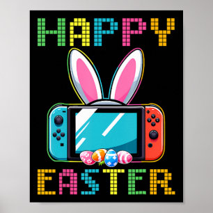 Funny Video Game Easter Bunny Gaming Controller Ga Poster