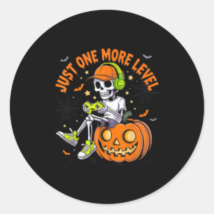 Funny Video Game Halloween Skeleton Gamer Costume Classic Round Sticker