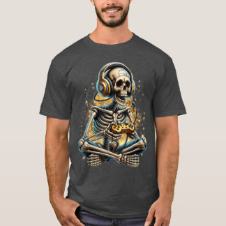 Funny Video Game Halloween Skeleton Gamer Gaming B T-Shirt