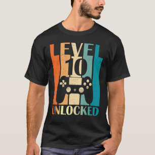 Funny Video Gamer 10th Birthday Level 10 Unlocked T-Shirt