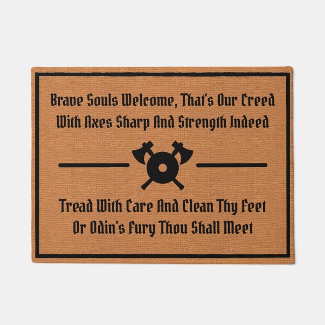 Funny Viking Mediaeval Humour Rustic Minimalist Doormat (Front)