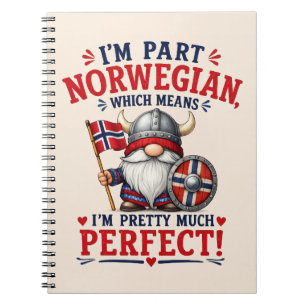 Funny Viking/Norwegian Gnome, "I'm Part Norwegian" Notebook