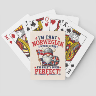 Funny Viking/Norwegian Gnome, "I'm Part Norwegian" Playing Cards